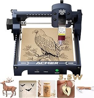 ACMER S1 Laser Engraver, 3500mW Laser Engraver Machine Higher Accuracy Lazer Cutter and Engraving Machine with Working A
