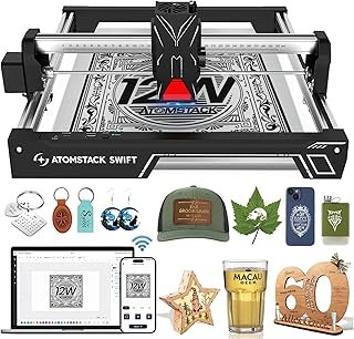 ATOMSTACK Swift Laser Engraver for Beginners, 12000mW Output Laser Cutter, Laser Class 4, 300×300mm Working Area, 0.08mm