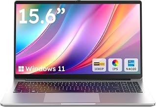 Amzboy 15.6” Windows 11 Laptop, N4020 CPU, 4GB RAM, 128GB eMMC, FHD Display | 45W PD Fast Charging, 180° Lay-Flat, Priva